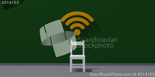 Image of chair and wifi symbol - 3d rendering