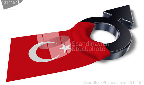 Image of mars symbol and flag of turkey - 3d rendering