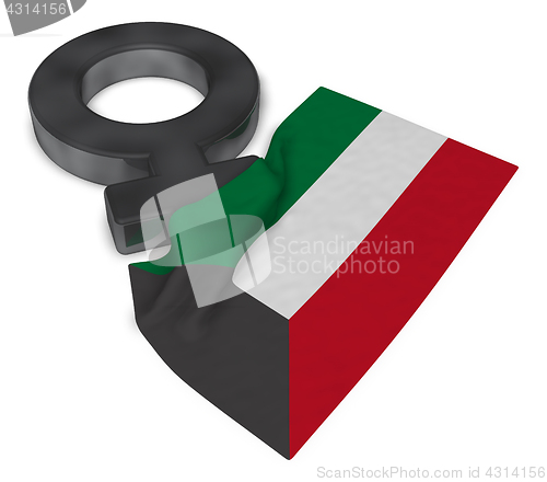 Image of female symbol and flag of kuwait - 3d rendering