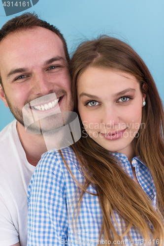 Image of couple isolated on blue Background