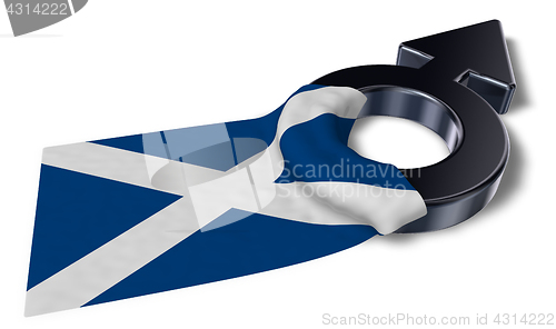 Image of mars symbol and flag of scotland - 3d rendering