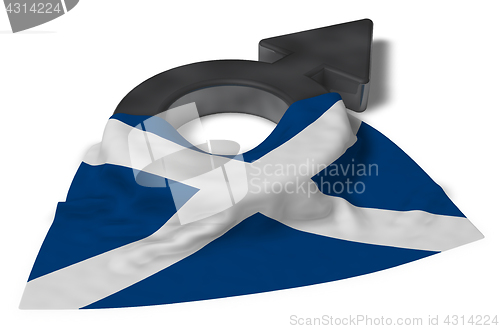 Image of mars symbol and flag of scotland - 3d rendering