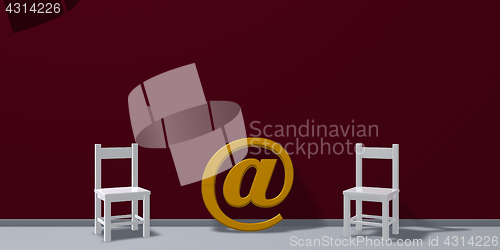 Image of chairs and email symbol - 3d rendering
