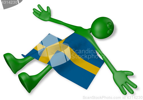 Image of dead cartoon guy and flag of sweden - 3d illustration