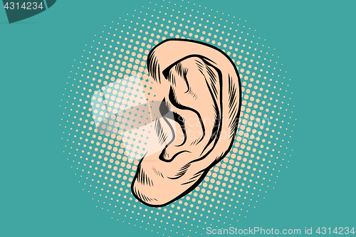 Image of Male human ear Pop art retro