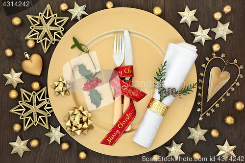 Image of Christmas Dinner Festive Table Setting