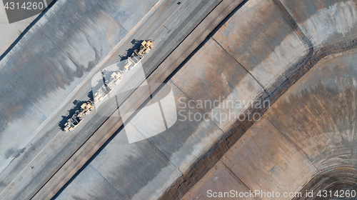 Image of Aerial View Of Tractors On A Housing Development Construction Si