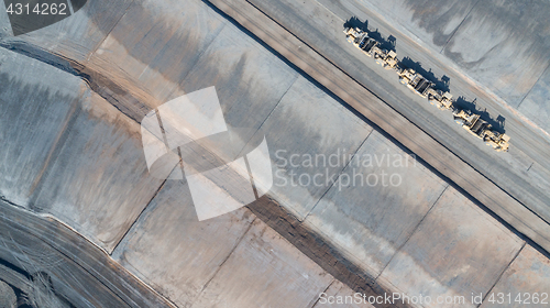 Image of Aerial View Of Tractors On A Housing Development Construction Si