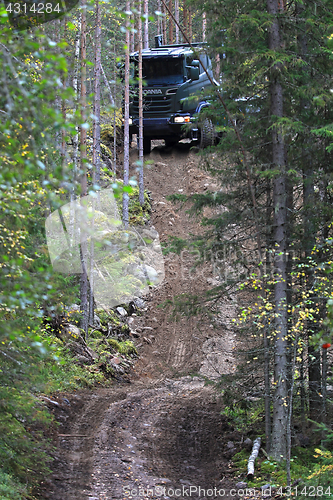 Image of Offroad Driving with Scania Truck in Forest 