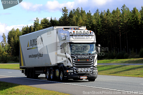 Image of Super Scania Semi Trailer on the Road