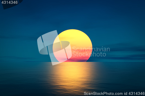 Image of great sunset over the ocean