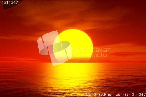 Image of red sunset over the ocean