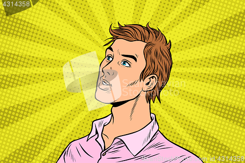 Image of Young handsome man in pink shirt