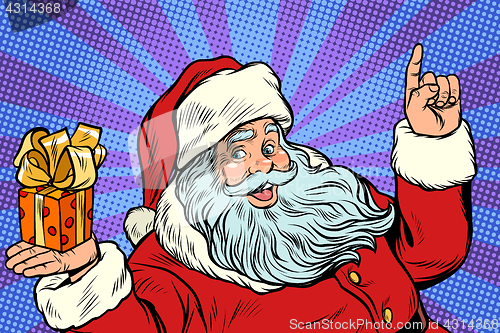 Image of Santa Claus with Christmas gift box