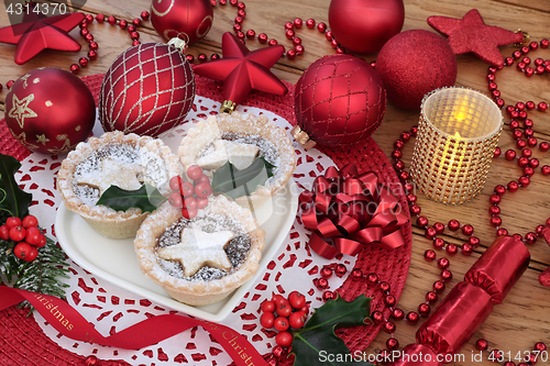 Image of Christmas Mince Pies and Decorations