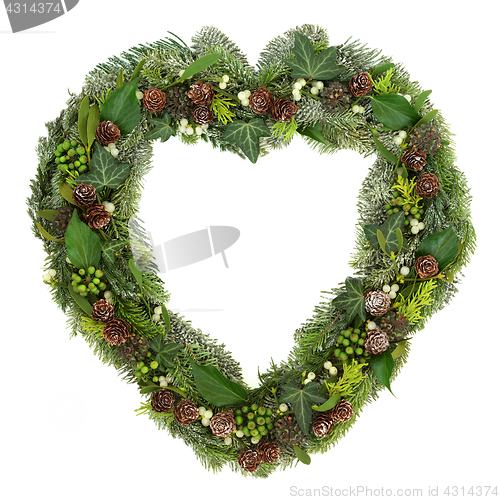 Image of Winter Greenery Heart Wreath