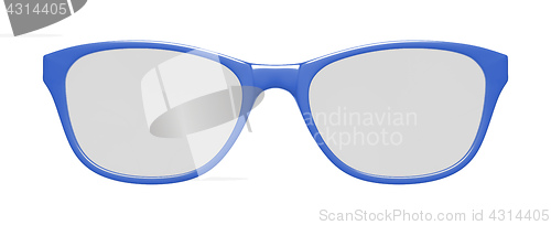 Image of blue glasses on white background