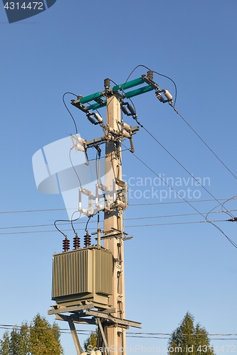 Image of Electric line with transformer