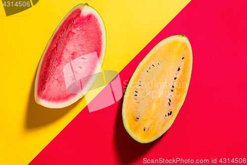 Image of Watermelon on yellow background