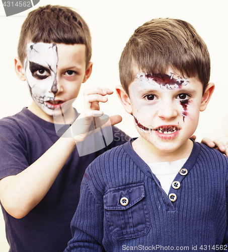 Image of zombie apocalypse kids concept. Birthday party celebration facep
