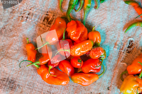 Image of Red paprika being sold at local food market.