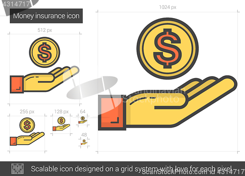 Image of Money insurance line icon.