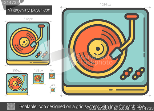 Image of Vintage vinyl player line icon.