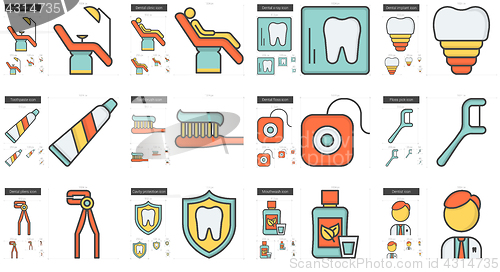 Image of Stomatology line icon set.