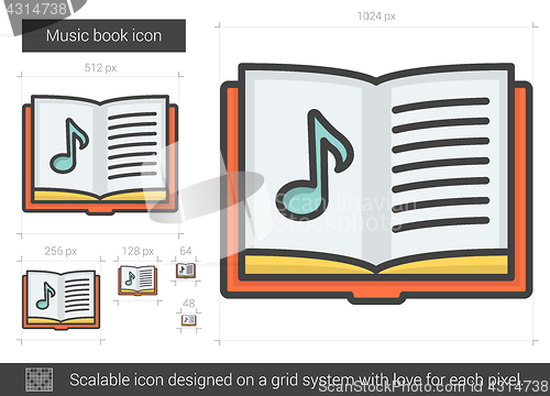 Image of Music book line icon.