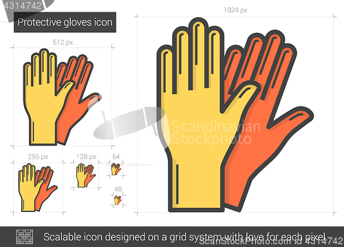 Image of Protective gloves line icon.