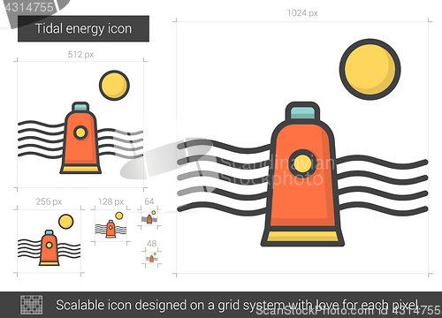 Image of Tidal energy line icon.