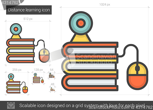 Image of Distance learning line icon.