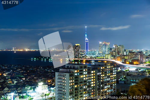 Image of Fukuoka city at night