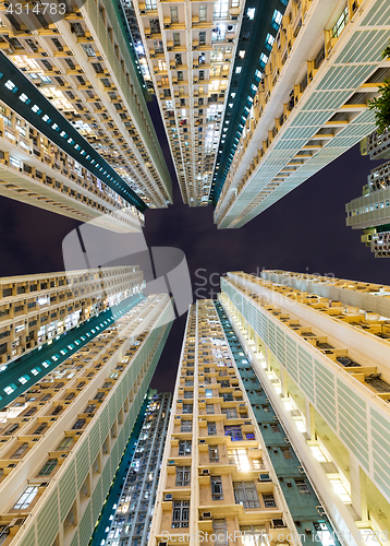 Image of Residential building to the sky at night