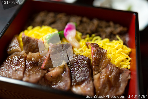 Image of Beef bowl in Japanese restaurant