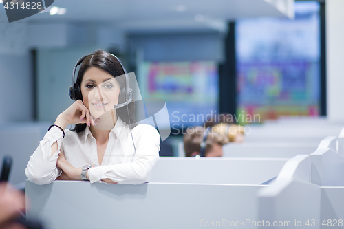 Image of female call centre operator doing her job