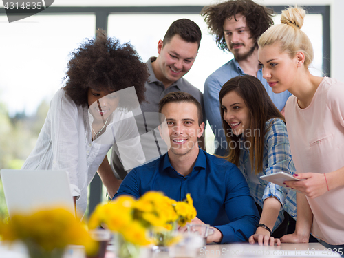 Image of Multiethnic startup Business Team At A Meeting at modern office 