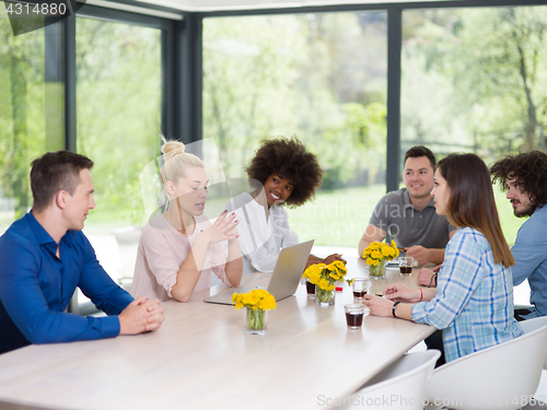 Image of Multiethnic startup Business Team At A Meeting at modern office 