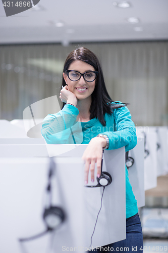 Image of female call centre operator doing her job