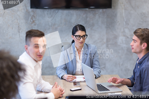 Image of Startup Business Team At A Meeting at modern office building