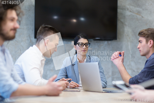 Image of Startup Business Team At A Meeting at modern office building