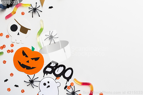 Image of halloween party paper decorations and sweets