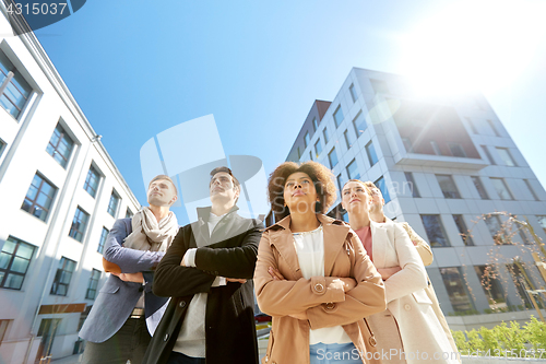 Image of international group of people on city street