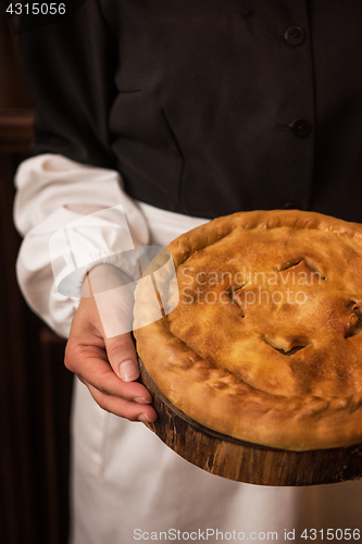 Image of Pie from potato meat cheese and vegetables