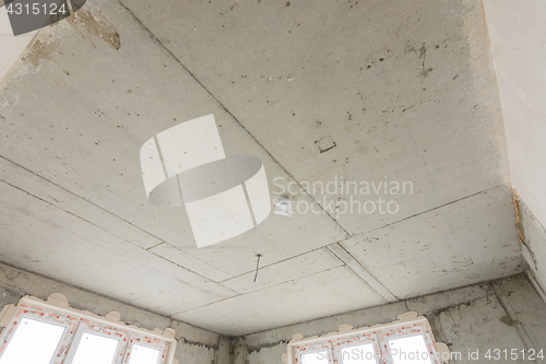 Image of Concrete ceiling of a monolithic house close-up in a new building