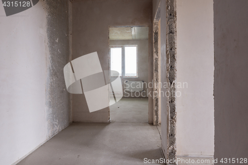 Image of Layout of rooms and rooms in a new building, view of the premises with a balcony