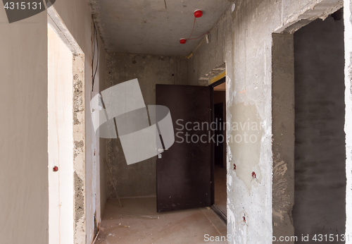 Image of Entrance to the apartment in the new building, the installed metal door