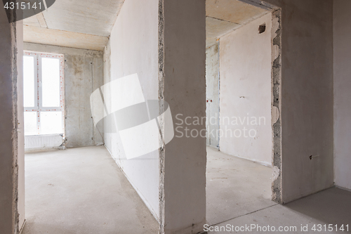 Image of The layout of rooms and rooms in a new building, doorways to rooms with stained glass windows