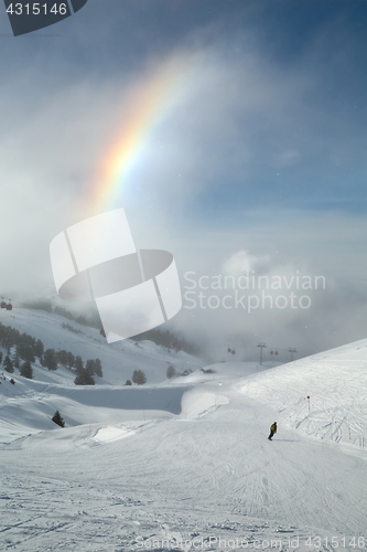 Image of Skiing slopes, majestic Alpine landscape