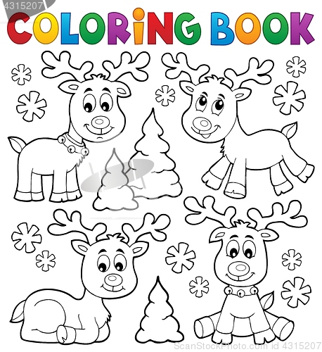 Image of Coloring book Christmas deer topic 1